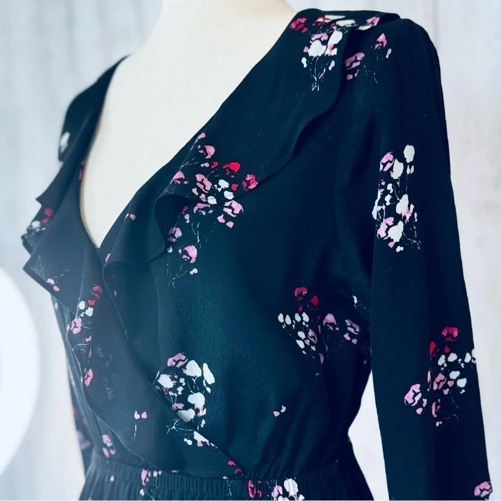 ✨ Express | Black Floral Ruffle Dress – Size Small - Picture 7 of 14
